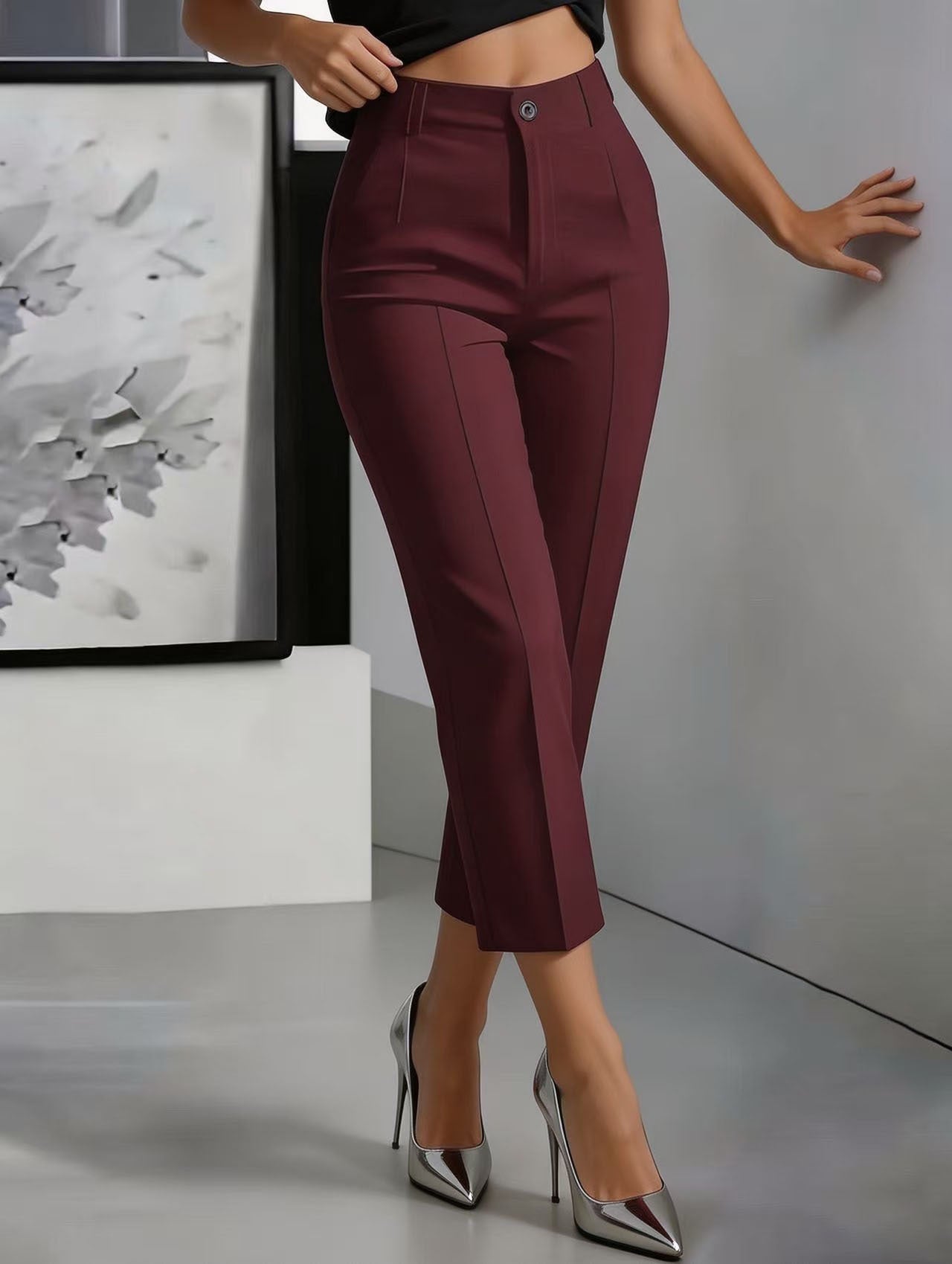 Women's High-Waisted Drapey Straight-Leg Pants NorixaFashion.com