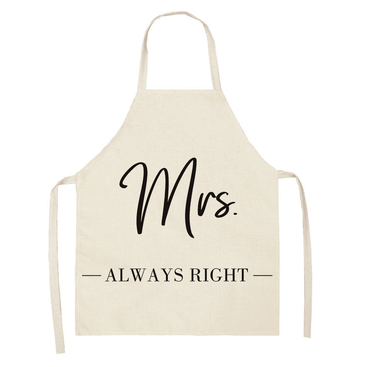 Letter Linen Apron Kitchen Stain-resistant Sleeveless Coverall PearlNestDecor.com