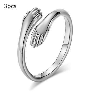 Alloy Simple Hands Hug Ring Opening Adjustable Jewelry CJD