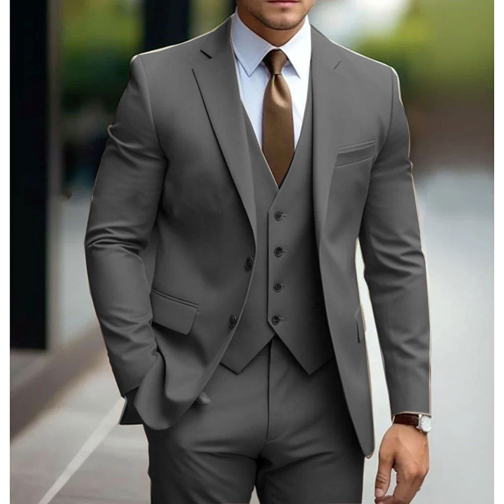 Business Casual Men's Three-piece Suit For Bridegroom Men's Wedding LadyShow.Store