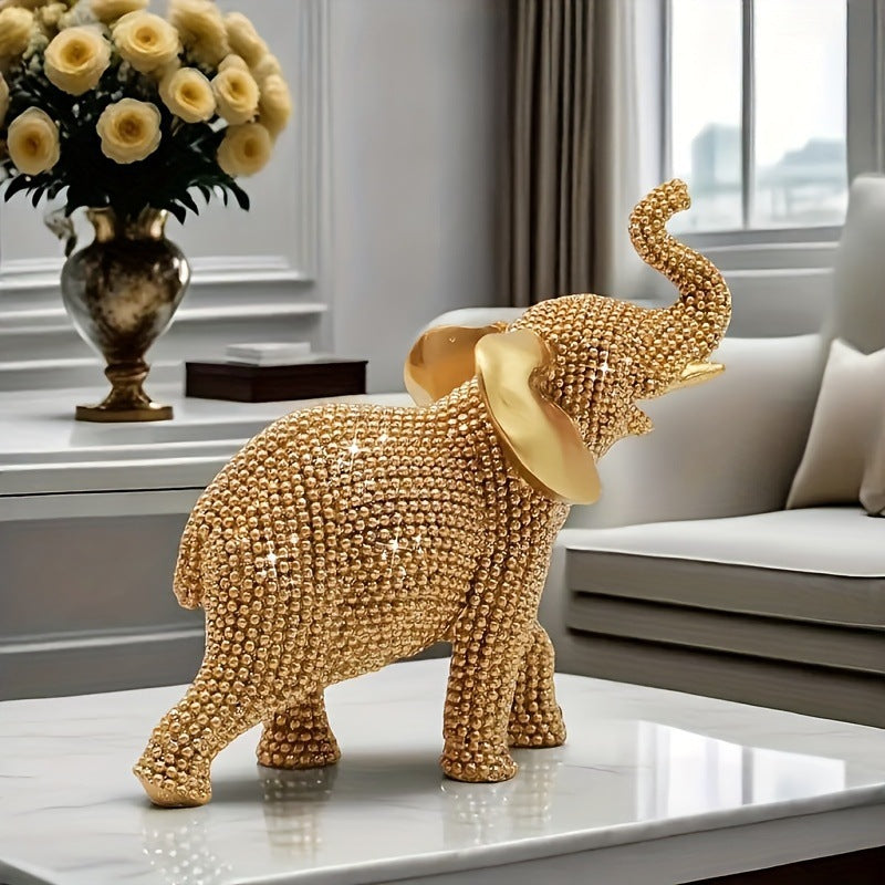 Golden Shiny Mini Elephant Sculpture Modern Minimalist PearlNestDecor.com