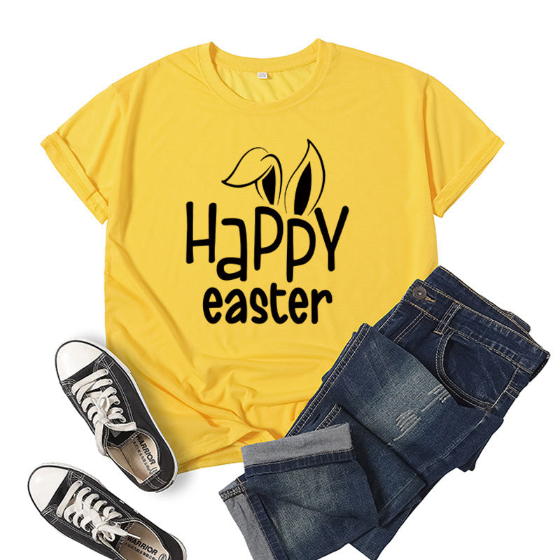 Women's Bunny Happy Easter Print Top