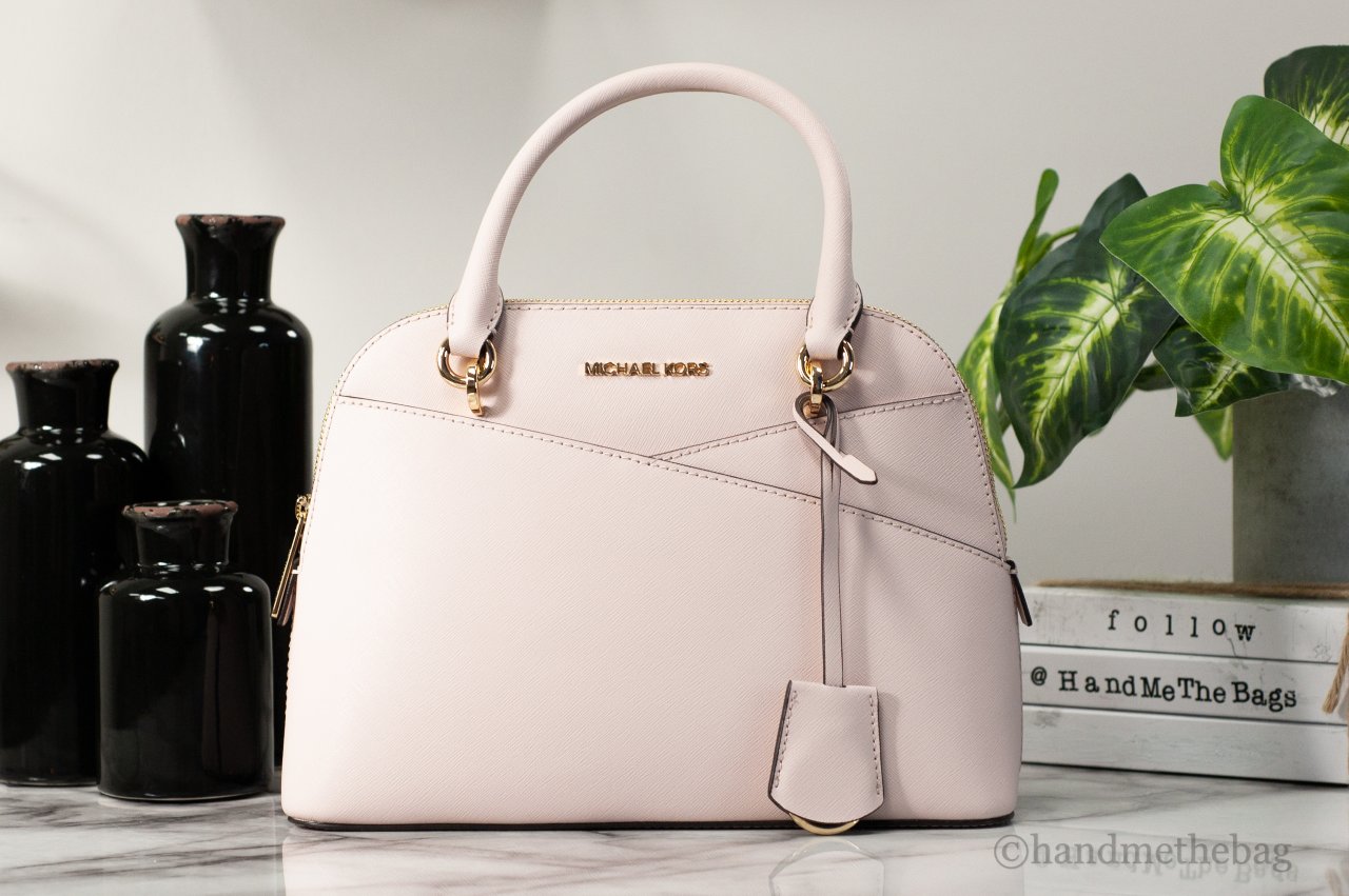 Michael Kors Jet Set Travel Medium Powder Blush Leather Dome X Cross Satchel Bag LadyShow.Store