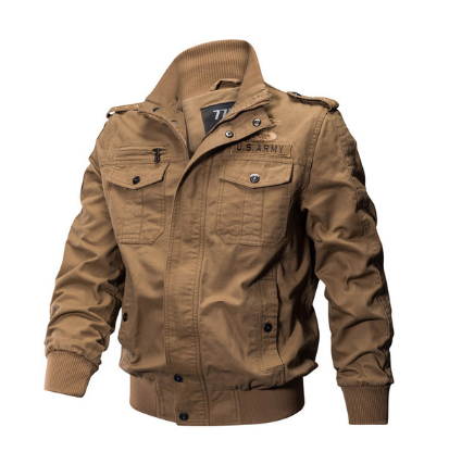 Men's Fall Jacket - Washed Cotton Military Style Plus Size Pi-Mart