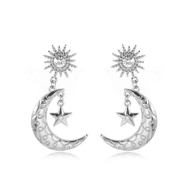 Star and Moon Drop Earrings Pi-Mart
