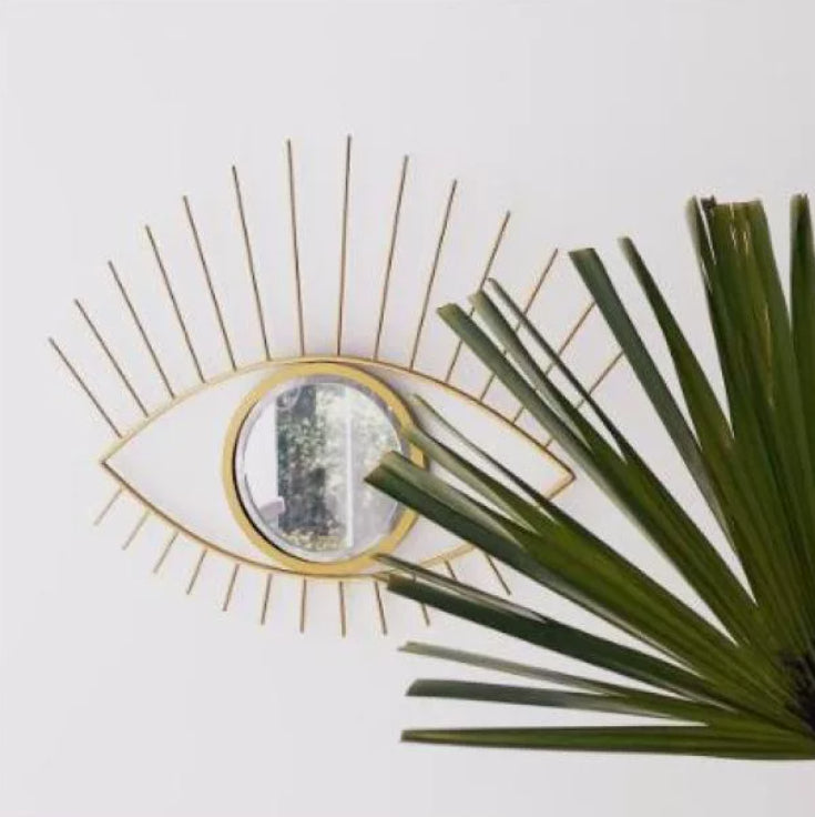 Wall Decor Eye-shaped Hanging Mirror Eyelash Embellishment PearlNestDecor.com
