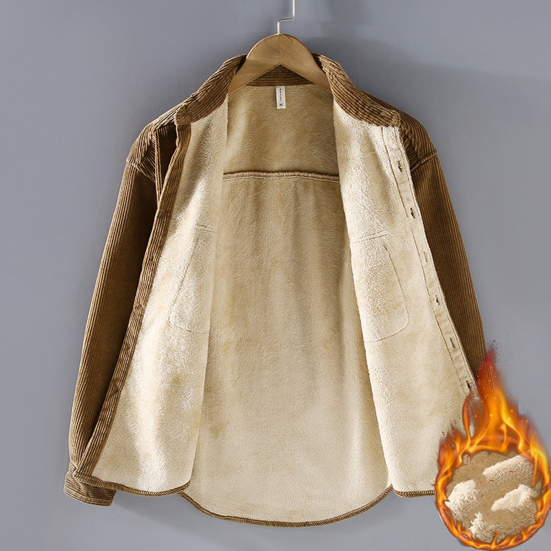 Men's Fleece Lined Padded Warm Keeping Casual Coat Shirt LadyShow.Store