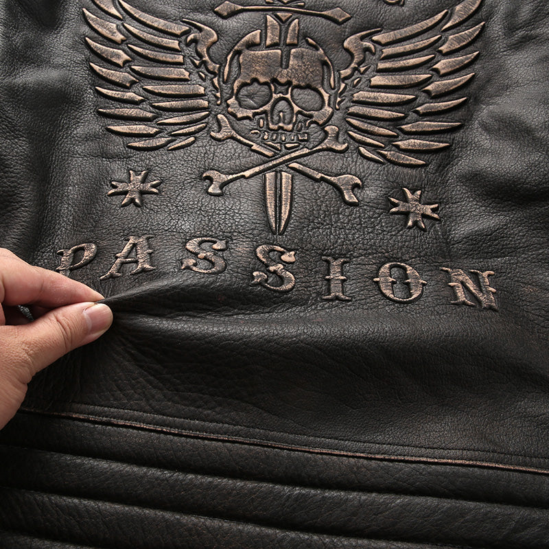 Genuine Leather Jacket Men's Top Layer Cowhide Frayed Jacket Best YouTube Store