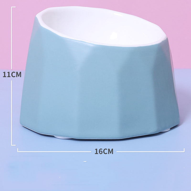 Ceramic Slanted Tall Cat Food Bowl Pets Fashion