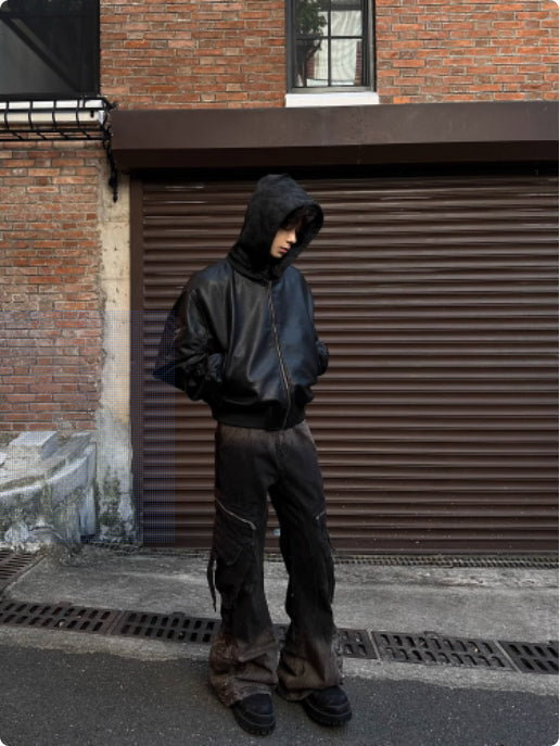 Men's Detachable Hooded Double-sided Leather Jacket LuxuryLifeWay Online Store