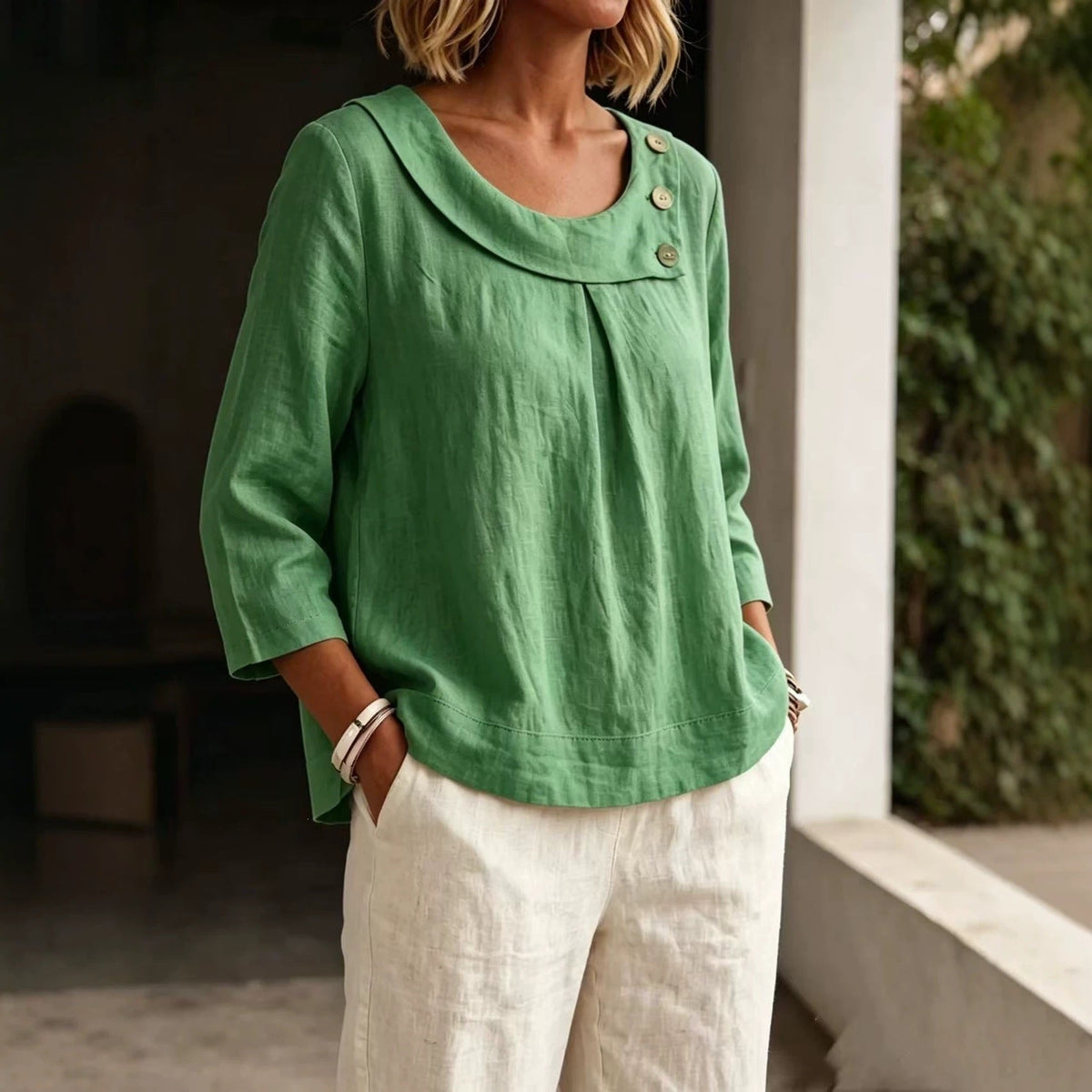 Casual Round-neck Shirt, Loose-fitting Top For Women NorixaFashion.com