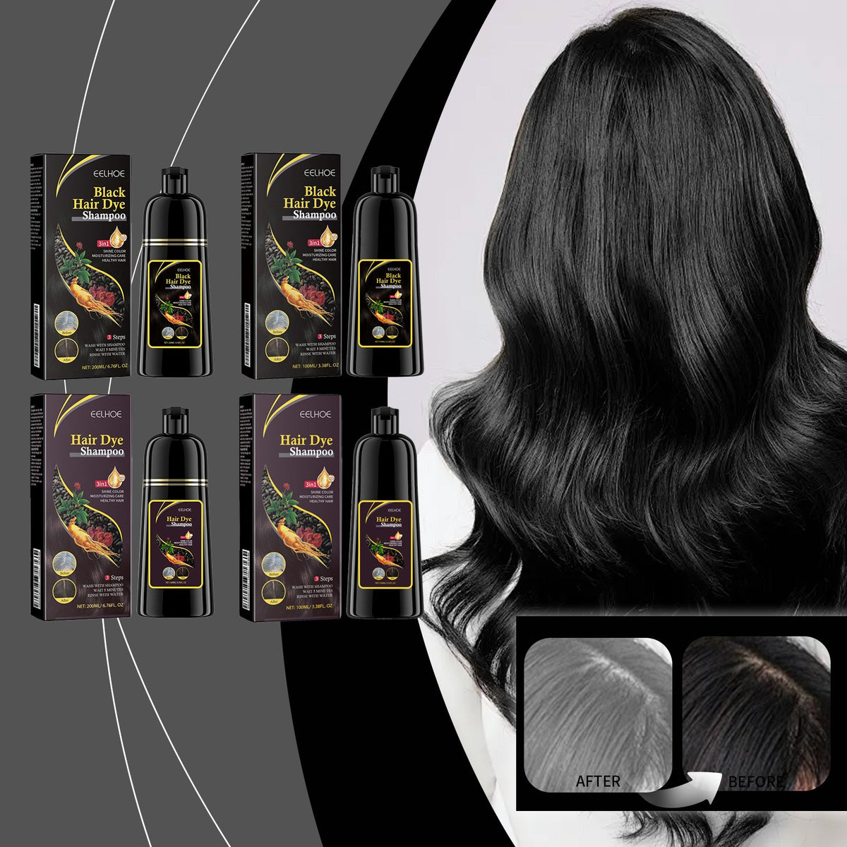 Herbal E Ssence Hair Dye Shampoo, Plant-Based Care, DIY, Long-Lasting Color, Healthy Hair Coloring Tri Light Beauty