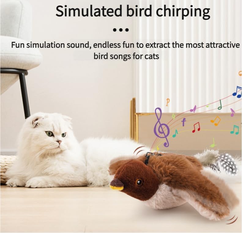 Interactive Chirping Bird Cat Toy, New Flying Interactive Flapping Chirping Bird Cat Toy, Flapping Bird Cat Toy For Indoor Bored Cats, Flapping Bird Cat Toy Pets Fashion