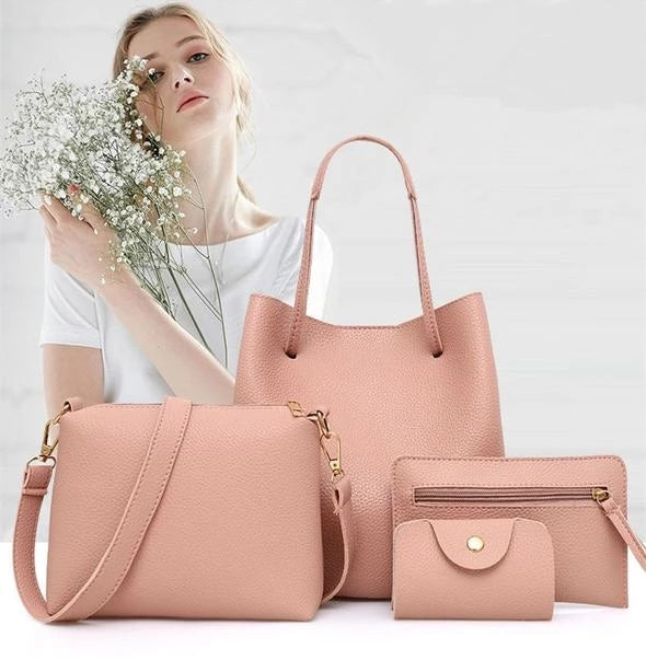 Fashionable Solid Color Mother-Daughter Bag Set (4 Pieces) Pi-Mart