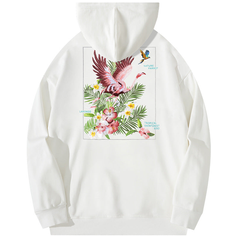 Autumn And Winter New High Street Flamingo Embroidered Hoodie LadyShow.Store