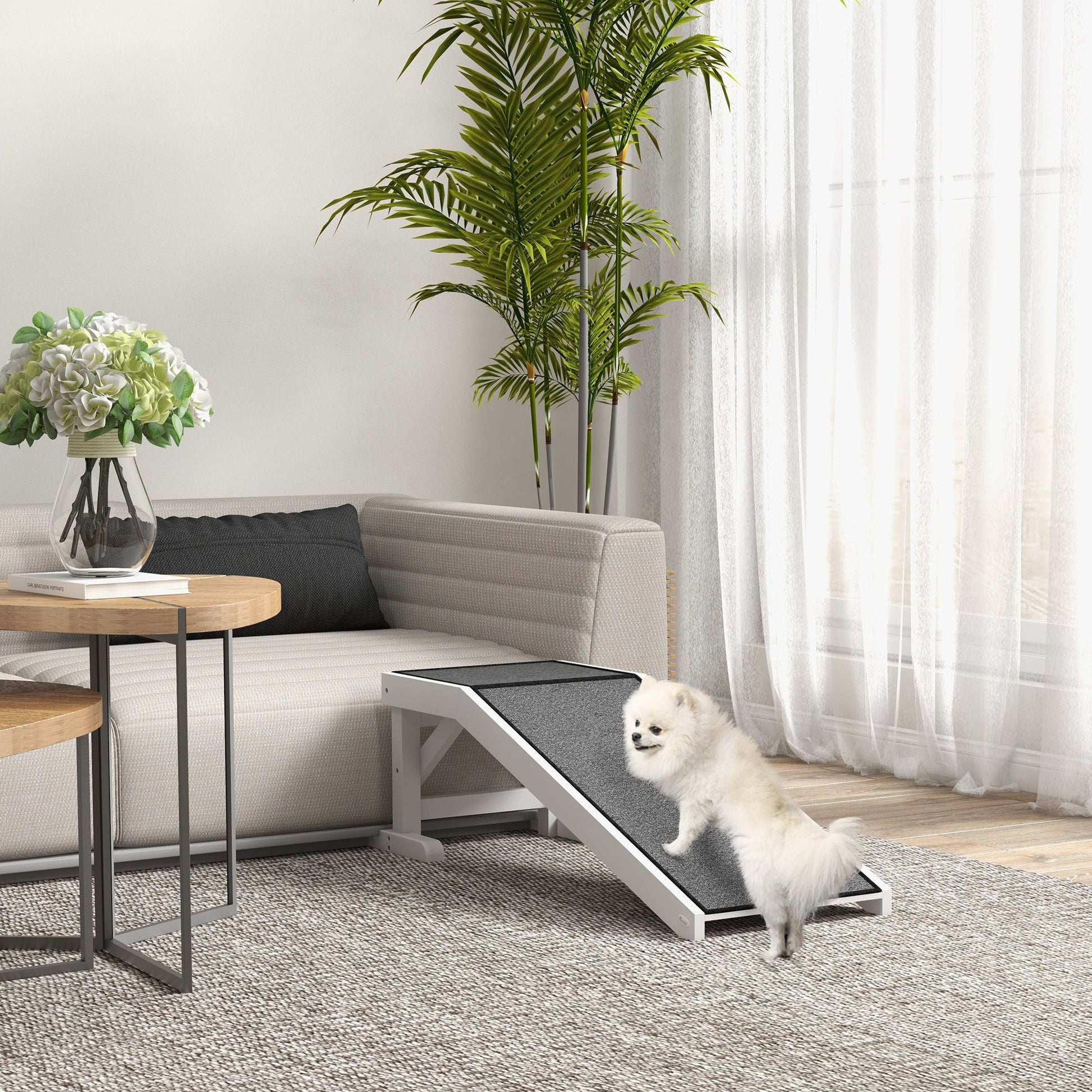 49 Pet Ramp For Dogs  Cats With Non-Slip Carpet, White Pets Fashion