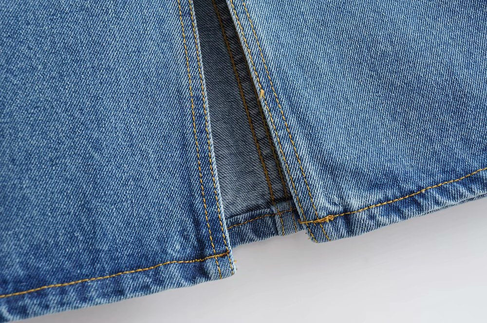 Split Hem Denim Skirt, Bodycon Denim Midi Skirt Pi-Mart