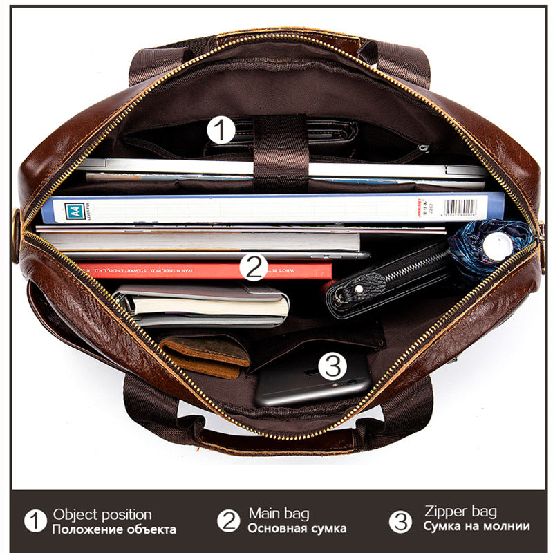 Leather Retro Casual Briefcase Light Business CJD