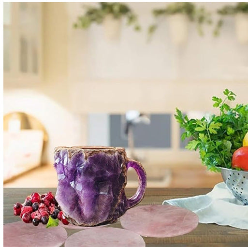 400ml Resin Mineral Crystal Coffee Mugs With Handles Elegant Fake Mineral Crystal Cup For Workplace Home Decor Christmas Gift Kitchen Gadgets PearlNestDecor.com