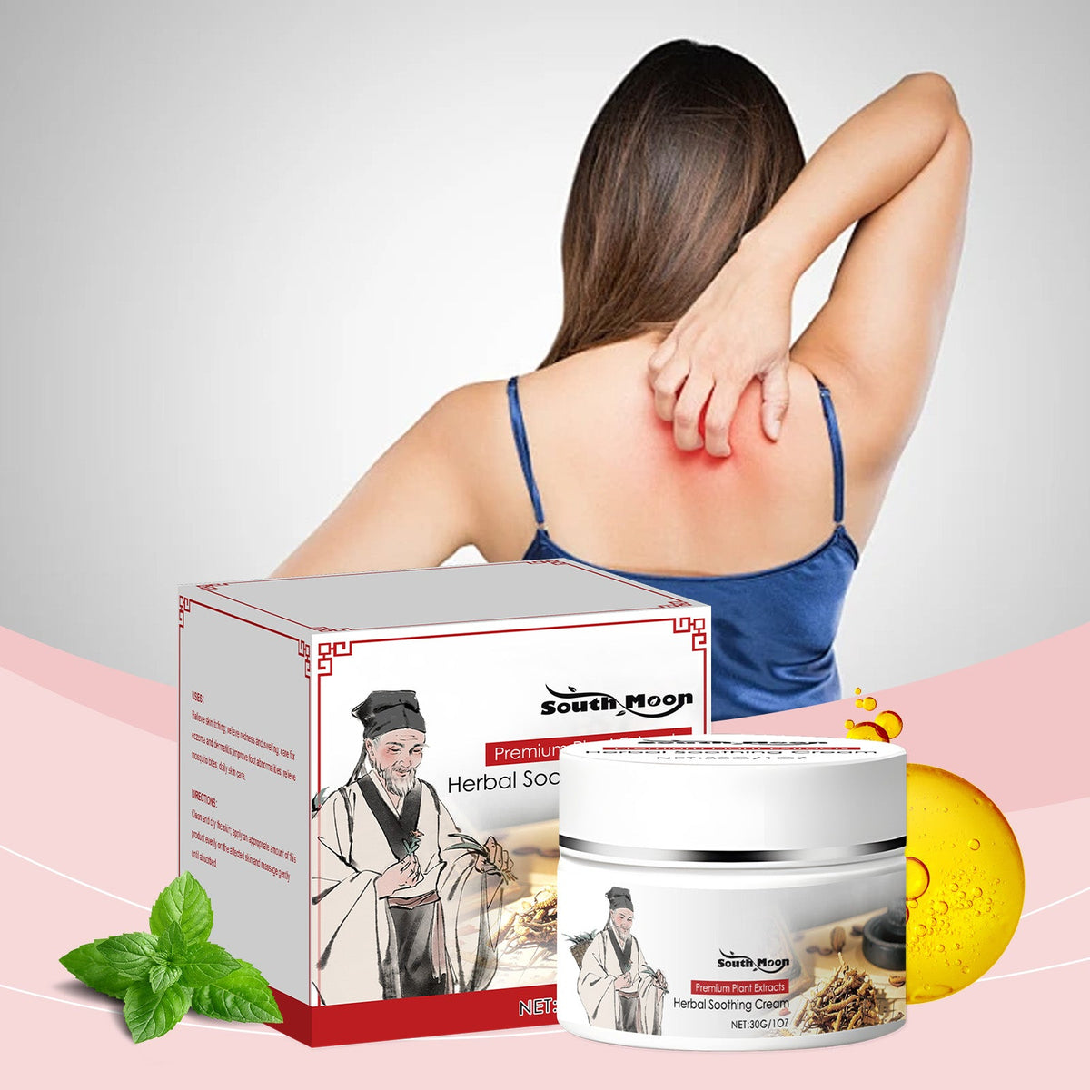 Gentle Ingredient Care Nourishes The Body's Skin, Daily Application Of Care Cream, Herbal Soothing Cream 30g, 1 Box Tri Light Beauty