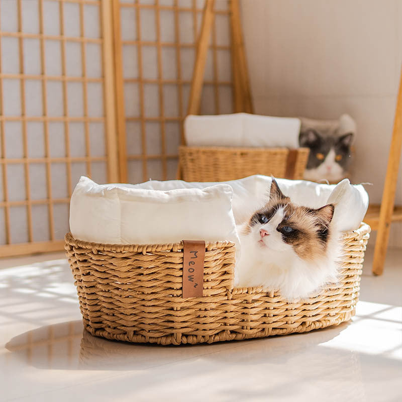 Hand-woven Warm Universal Rattan Basket Pet Nest Pets Fashion