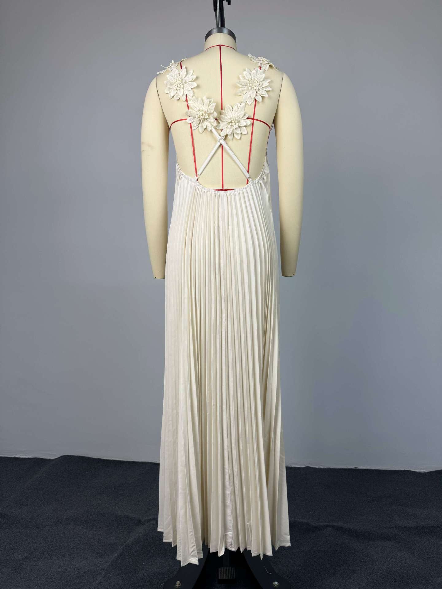 Vacation Suspender Pleated Dress NorixaFashion.com