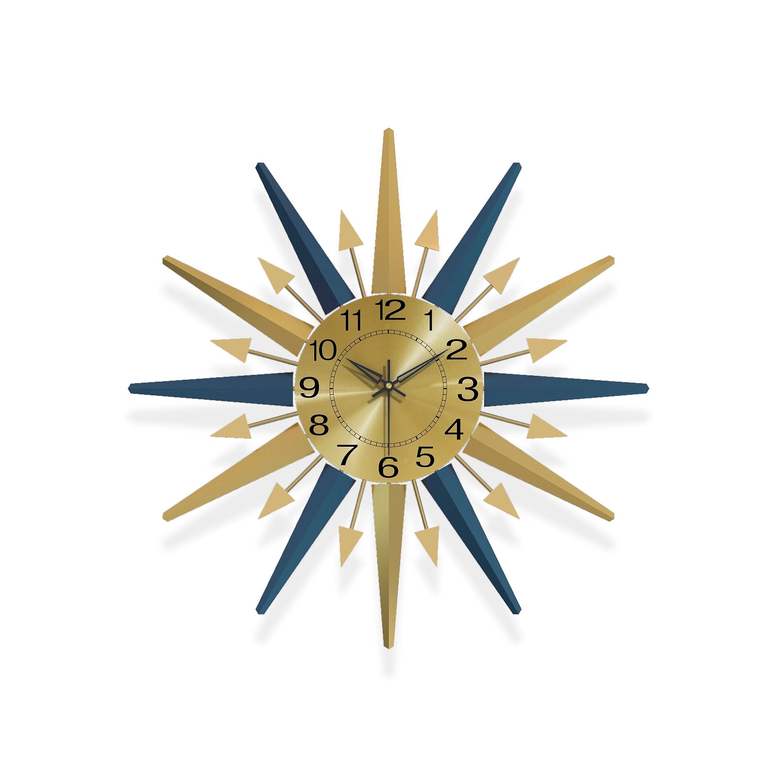 Sunburst Wall Clock Metal Modern Decorative Home Decor PearlNestDecor.com