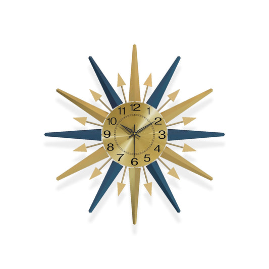 Sunburst Wall Clock Metal Modern Decorative Home Decor PearlNestDecor.com