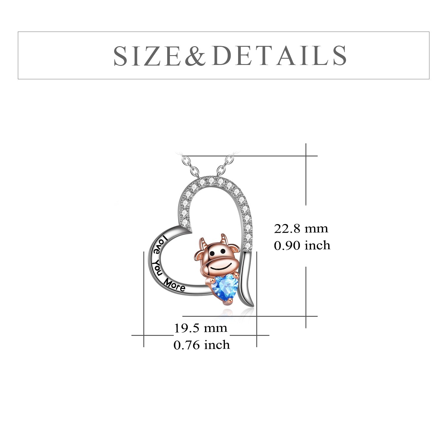 Sterling Silver Year of The OX Jewelry Cubic Zirconia Heart Cow Pendant Necklace LadyShow.Store