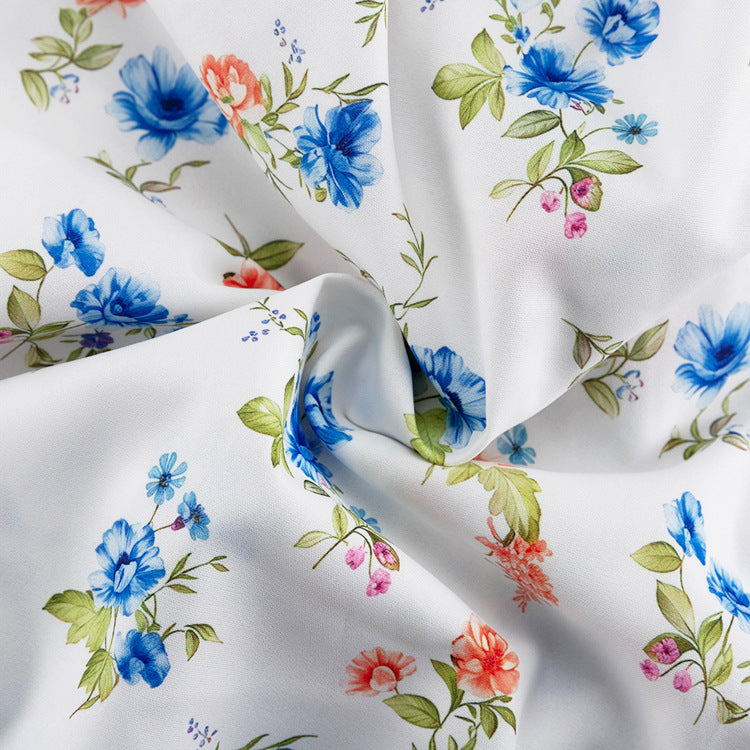 Contrast Lapel Puff Sleeve Floral Print Midi Dress NorixaFashion.com