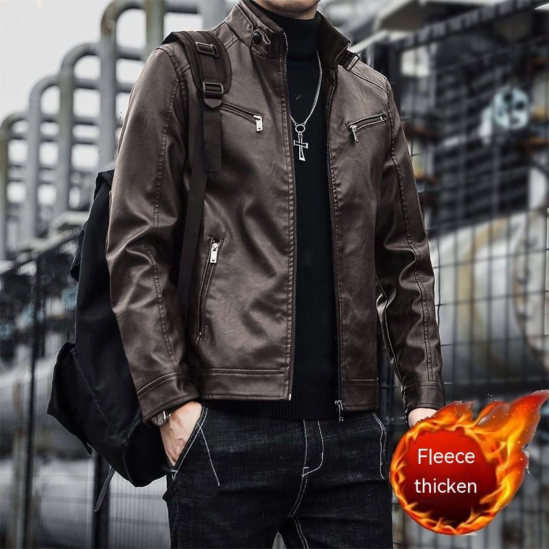 Men's Fashion Casual Slim Motorcycle Clothing Leather Jacket Best YouTube Store