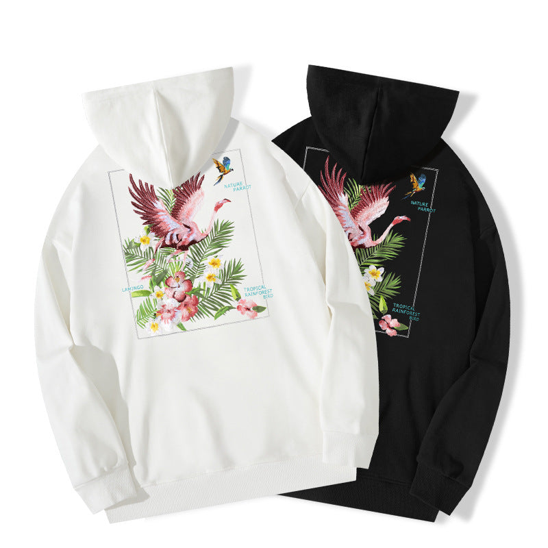 Autumn And Winter New High Street Flamingo Embroidered Hoodie LuxuryLifeWay Online Store