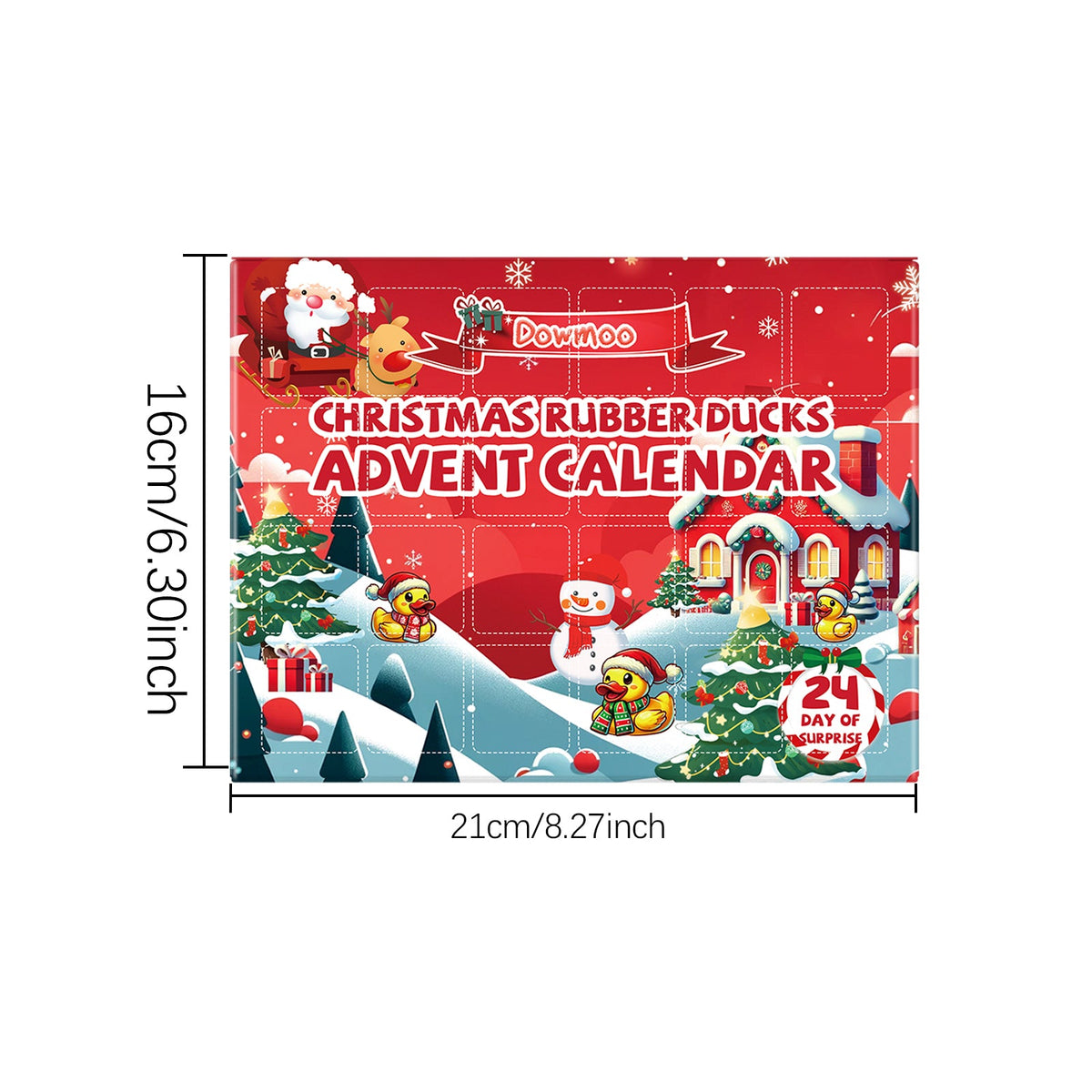 Dowmoo 24 Grids Christmas Advent Rubber Duck Blind Box 24 PIECES Product Size -1 Duck 3.7x3.8cm, 2 Ducks 3.3x2.8cm, 3 Ducks 4.6x4.4cm Tri Light Beauty