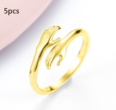 Alloy Simple Hands Hug Ring Opening Adjustable Jewelry CJD