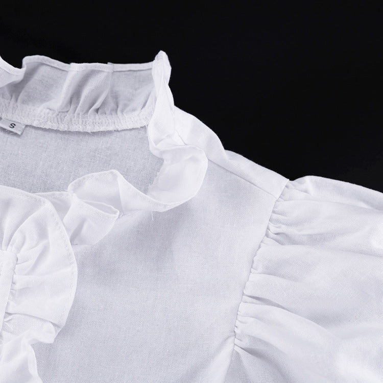 White Ruffled Linen-Blend Two-Piece Co-ord Set NorixaFashion.com