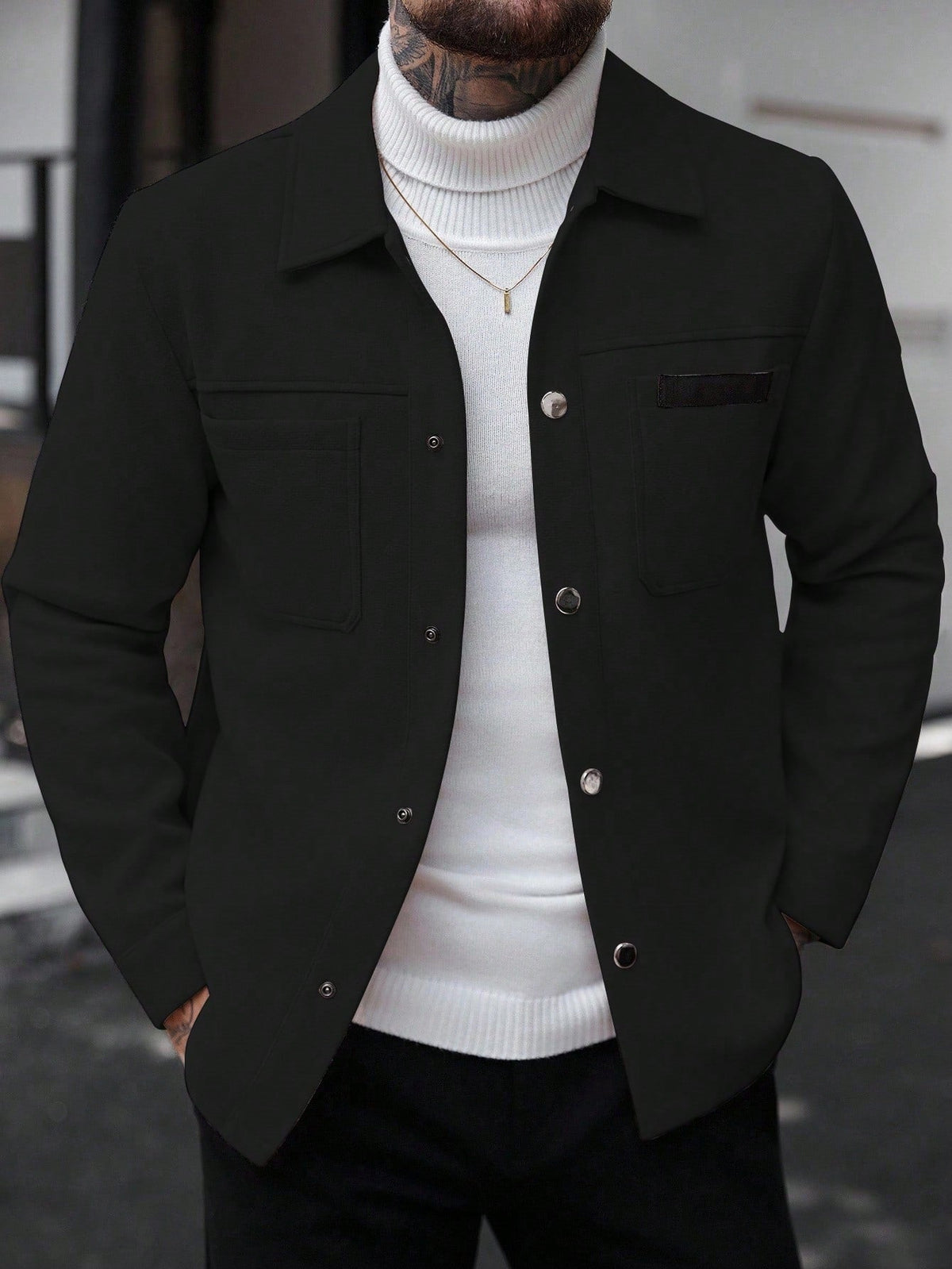 2026 Autumn Winter European And American Men's Fashion Pocket Woolen Jacket With Lapel Casual Single-Breasted Coat For Men 2600808 NorixaFashion.com