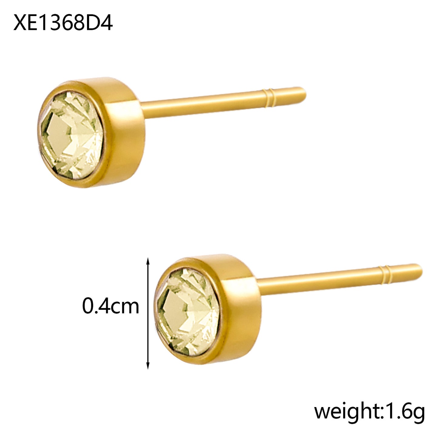 Stainless Steel Gold-plated Birthday Stone Constellation Diamond Bone Nail