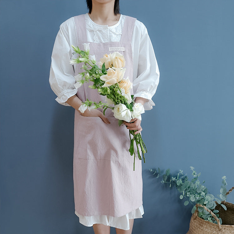 Linen Jean Apron Simple Overclothes Kitchen Apron PearlNestDecor.com