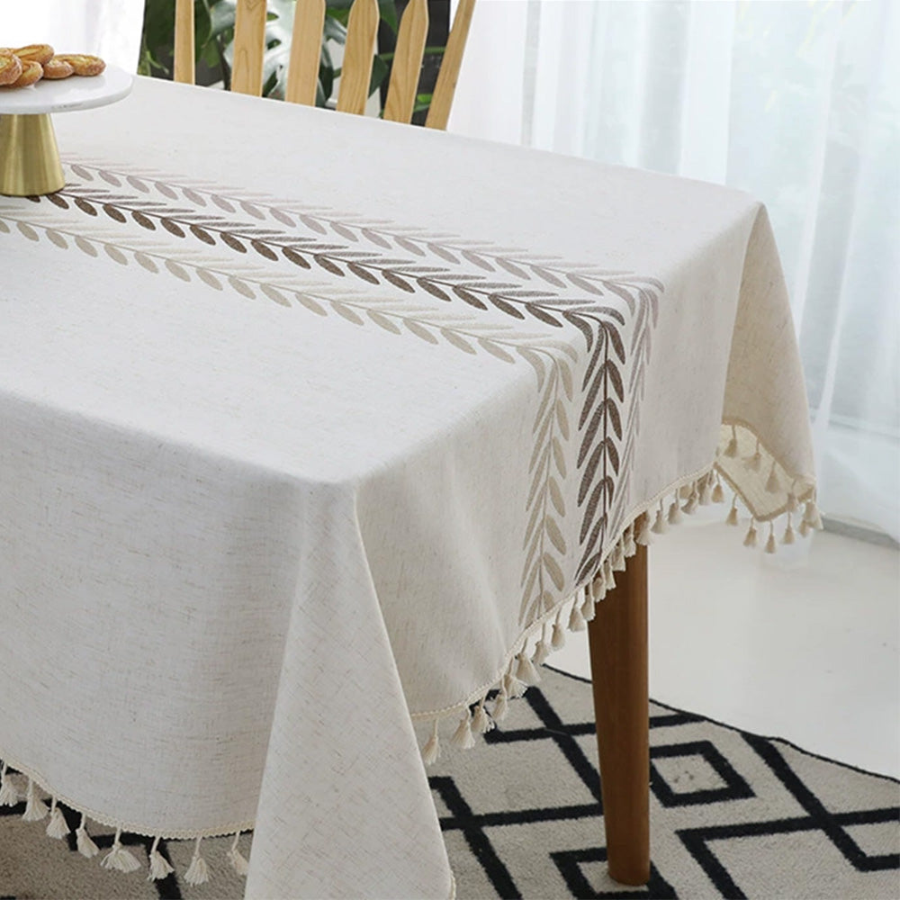 Cotton Linen Rectangular Tablecloth With Tassel Square Table Cloth  Dust-Proof Table Cover For Room Decor Restaurant Kitchen Dinning Room Table Cover PearlNestDecor.com