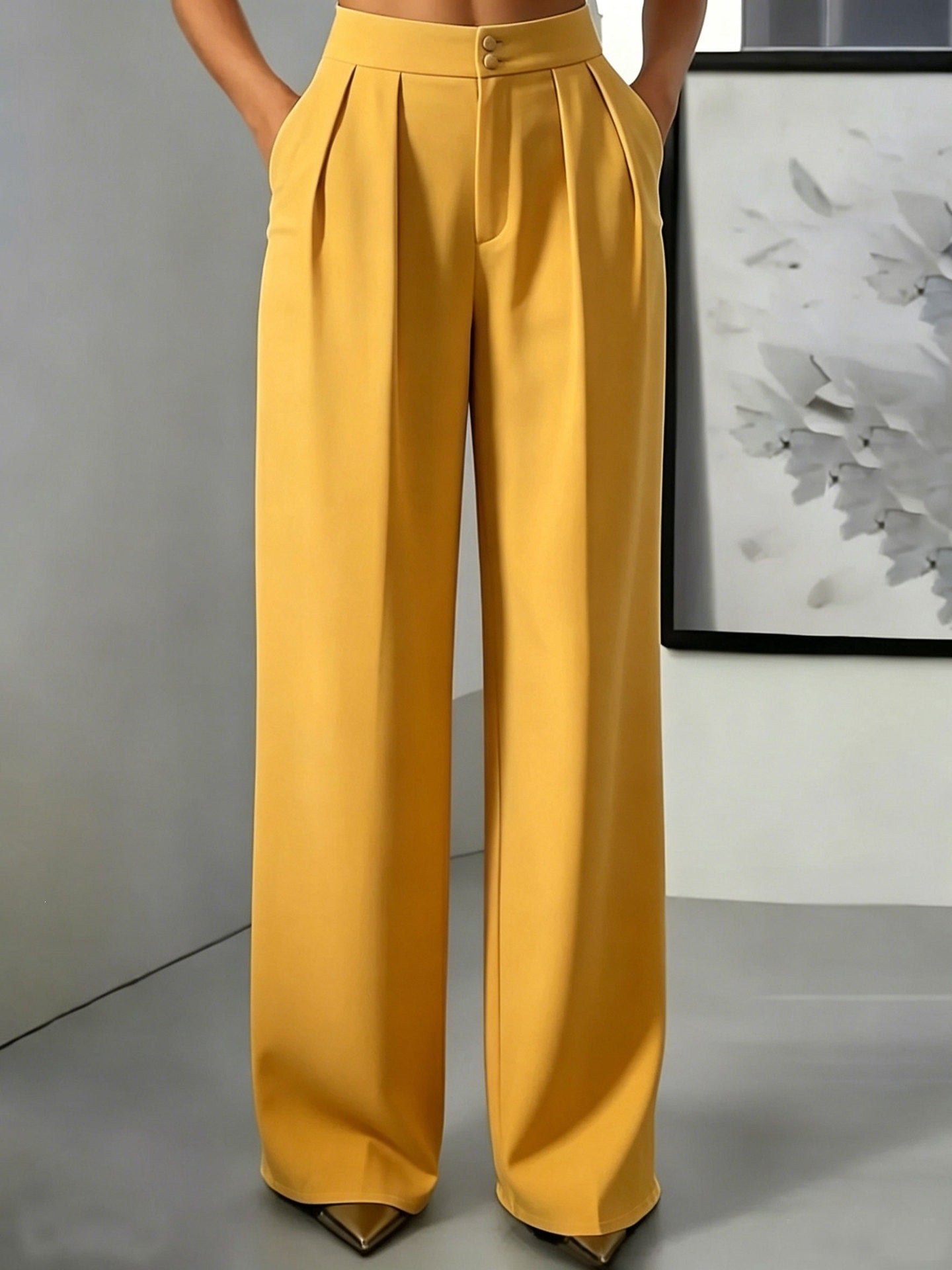 Straight-leg Minimalist Suit Slim-fit Elastic-waist Pants For Women NorixaFashion.com