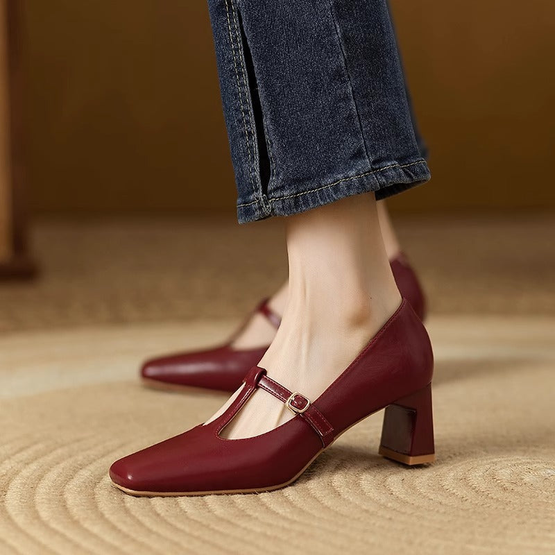 Chic Square Toe Mary Janes NorixaFashion.com