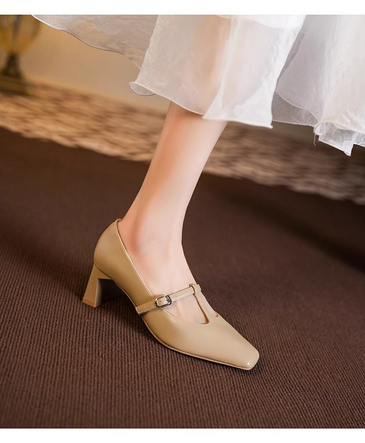 Chic Square Toe Mary Janes NorixaFashion.com