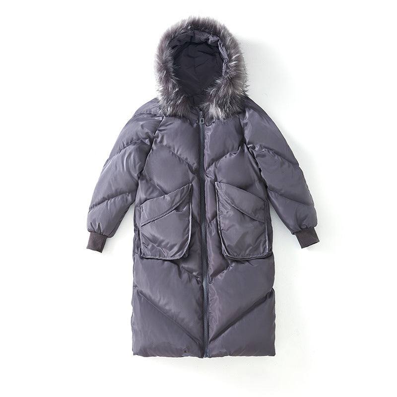 Maternity Cotton Jacket with Hood and Fur Collar Pi-Mart