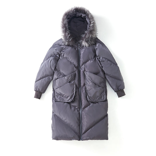 Maternity Cotton Jacket with Hood and Fur Collar Pi-Mart