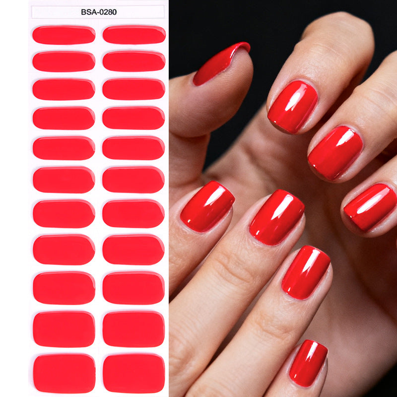 Simple Solid Color Scallion Powder No-bake Gel Nail Stickers LadyShow.Store