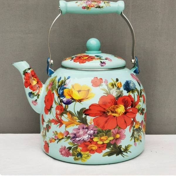 Enamel Large Water Kettle Milk Tea Pot PearlNestDecor.com