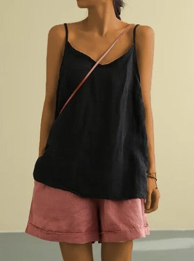 Cotton Linen Sleeveless Vest Women's Summer New Loose Cotton Linen Inner Match Sleeveless Versatile Bottoming Top NorixaFashion.com