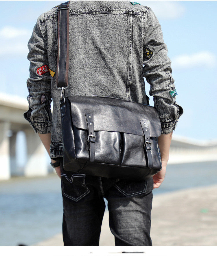 Men's First Layer Cowhide Briefcase Leather Handbag LadyShow.Store