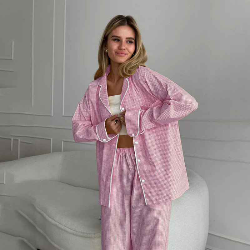 New Plaid Pajama Two-Piece Thin Set NorixaFashion.com