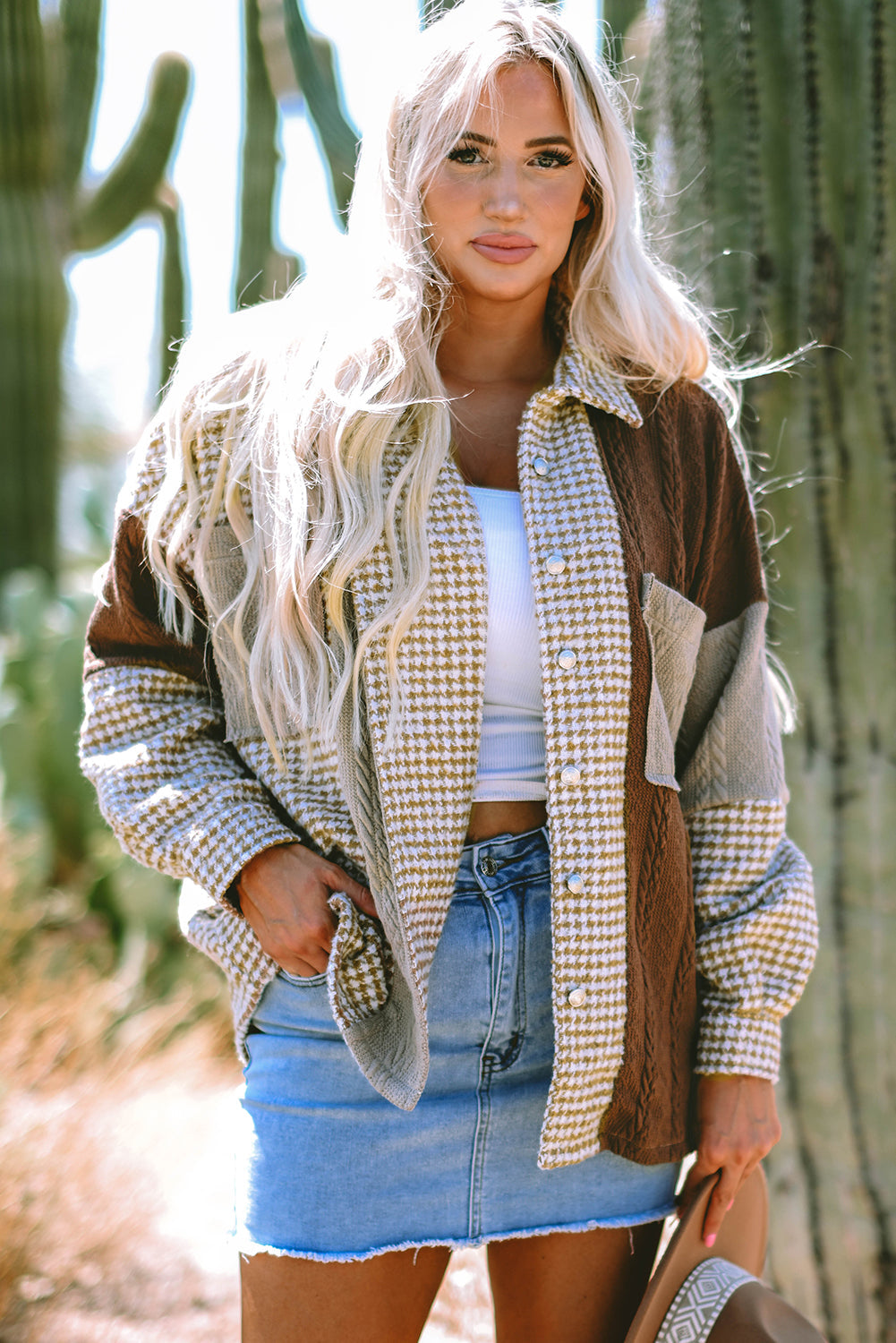 Luna Houndstooth Loose Shacket LuxuryLifeWay Online Store